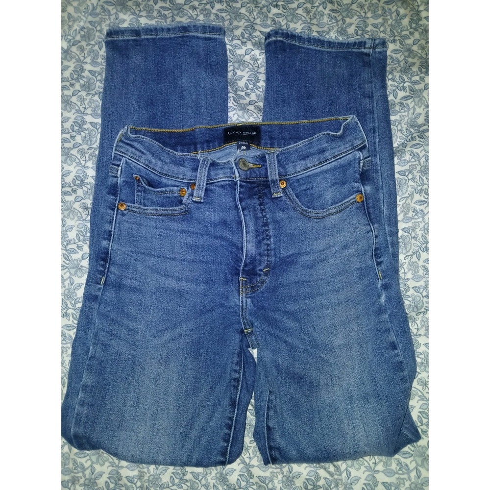 Lucky Brand Women's High Rise Zoe Straight Jeans Size 2 / 26 Ankle Blue Stretch - Picture 2 of 12
